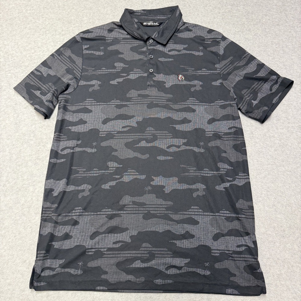 Travis Mathew Polo Shirt Mens XL Gray Camo Golf Pima Cotton Stretch Top